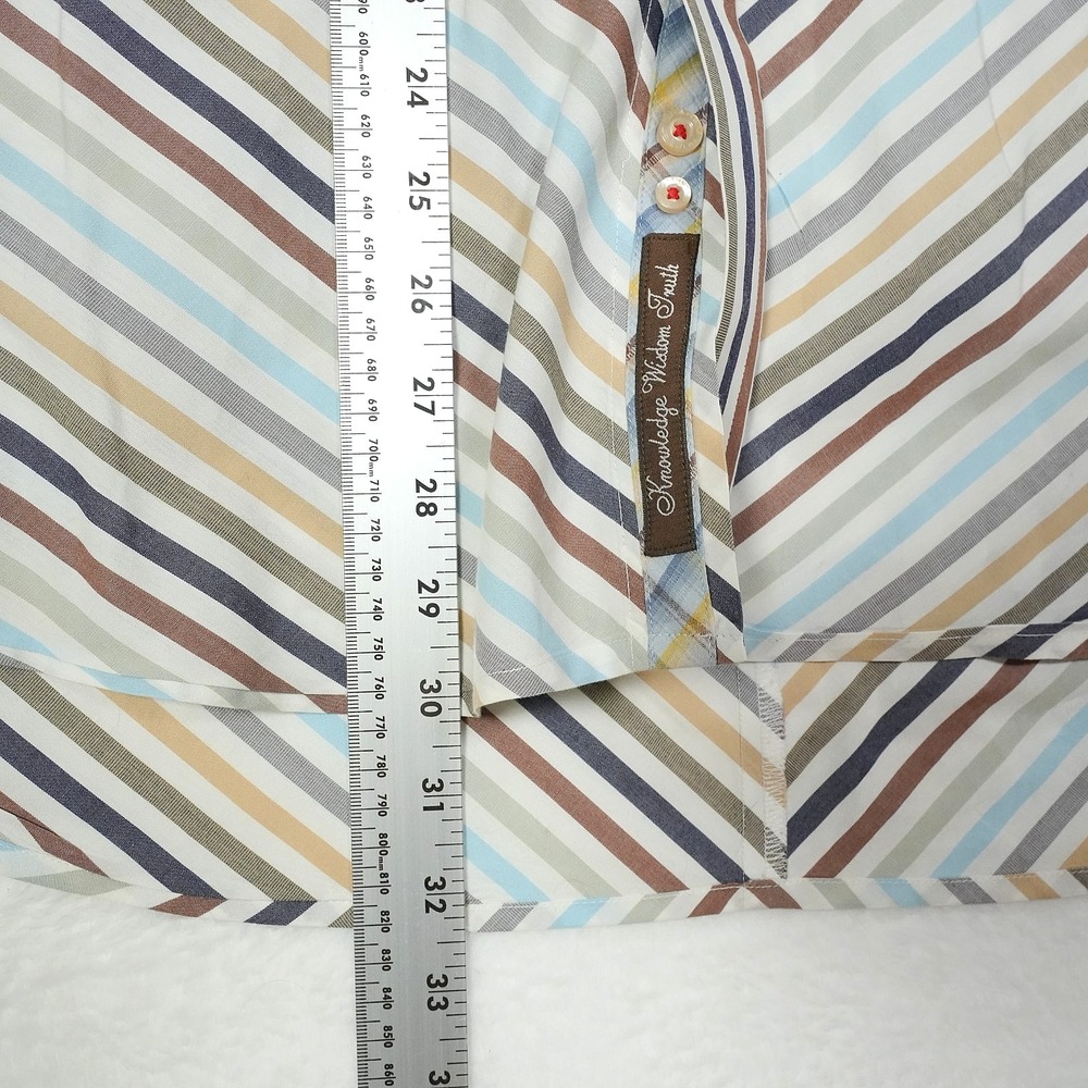 Robert Graham Shirt Mens XL Multicolor Striped Button Up L/S French Cuffed Dress - Picture 6 of 8